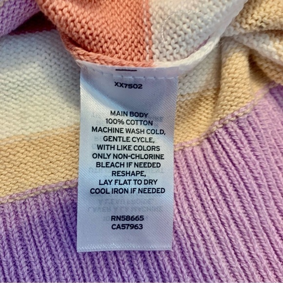 NWT Sweater Vest 2X Abound 100% Cotton Striped Knit Lilac Purple White V-Neck - Picture 9 of 13
